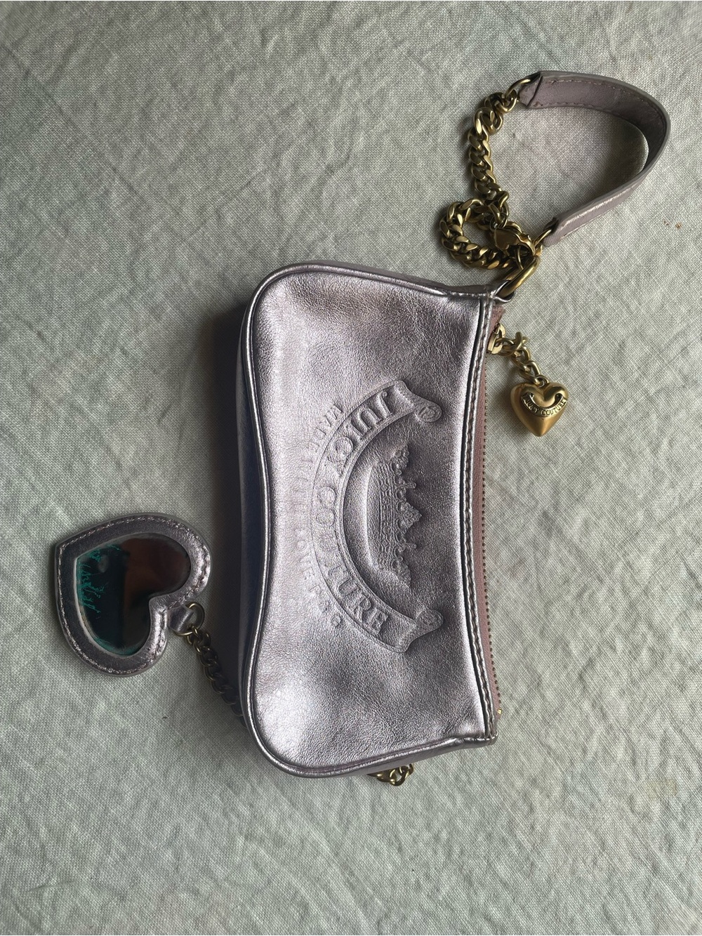 Y2K Juicy Couture Metallic Rose Wristlet Mini c. 2004 please read full
